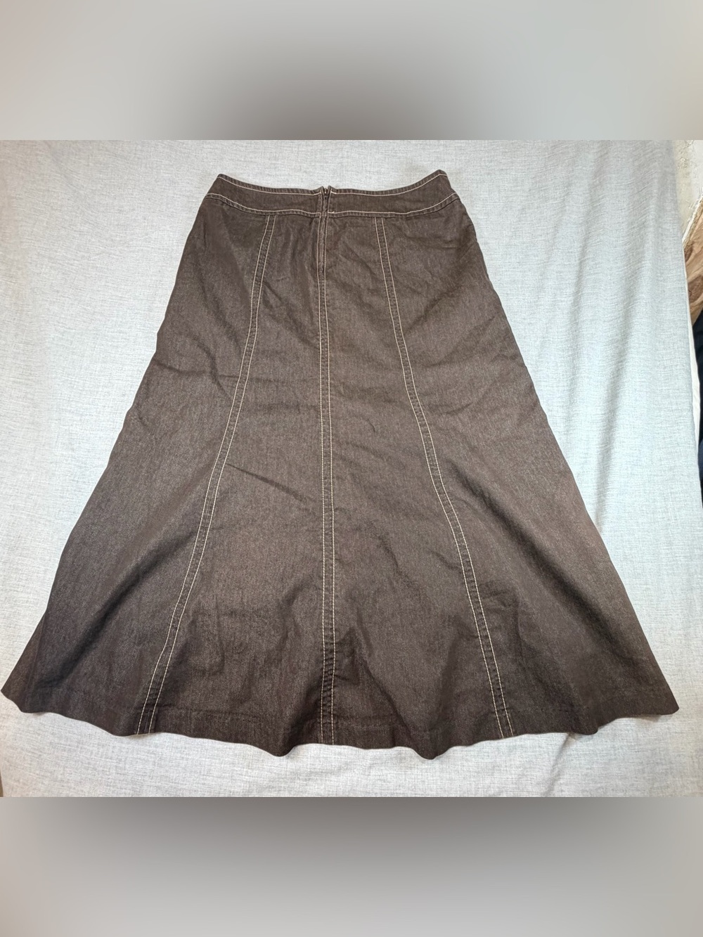New York Clothing Co Women's Brown A-Line Panel Skirt